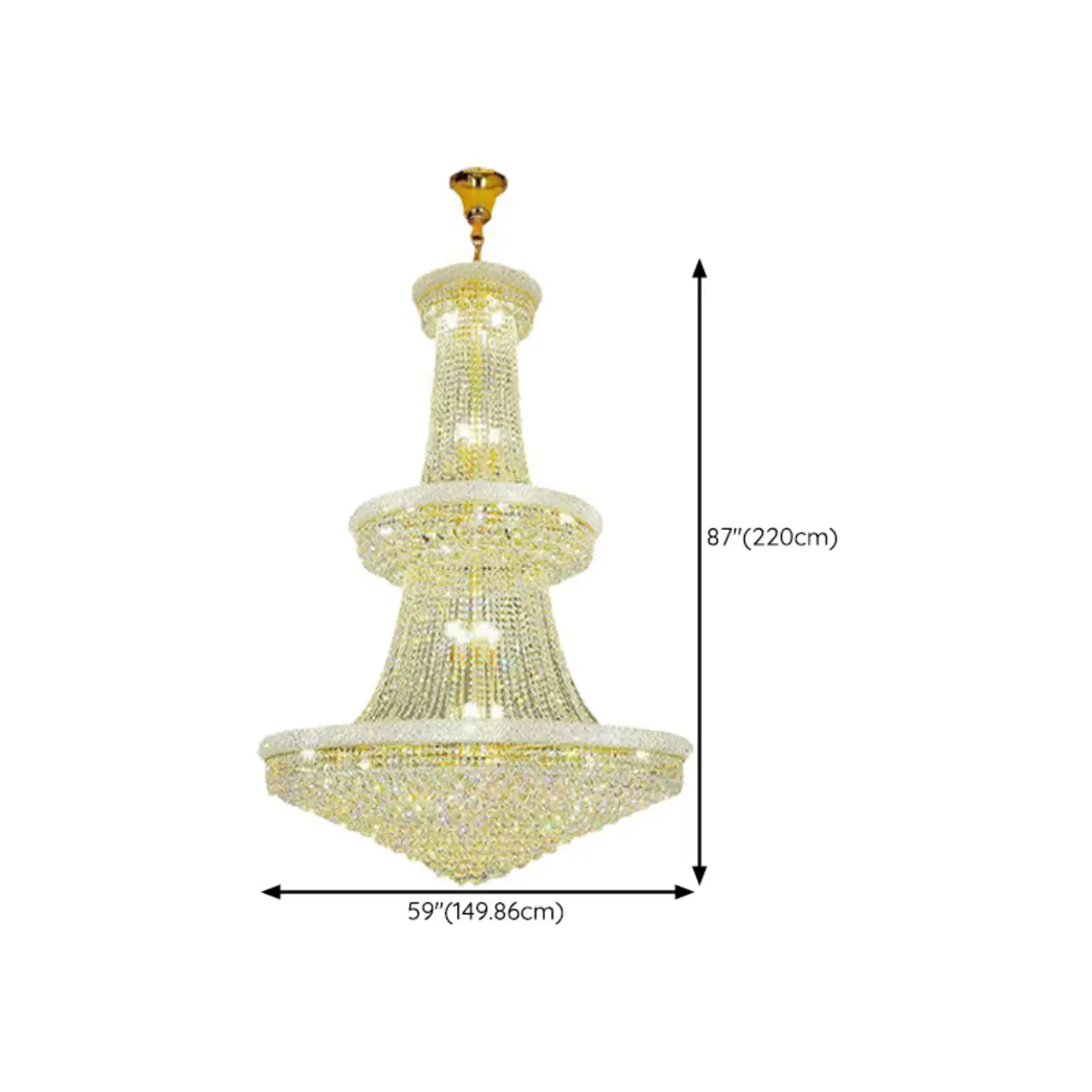 Lampadario regolabile Grand Gold con cristalli trasparenti