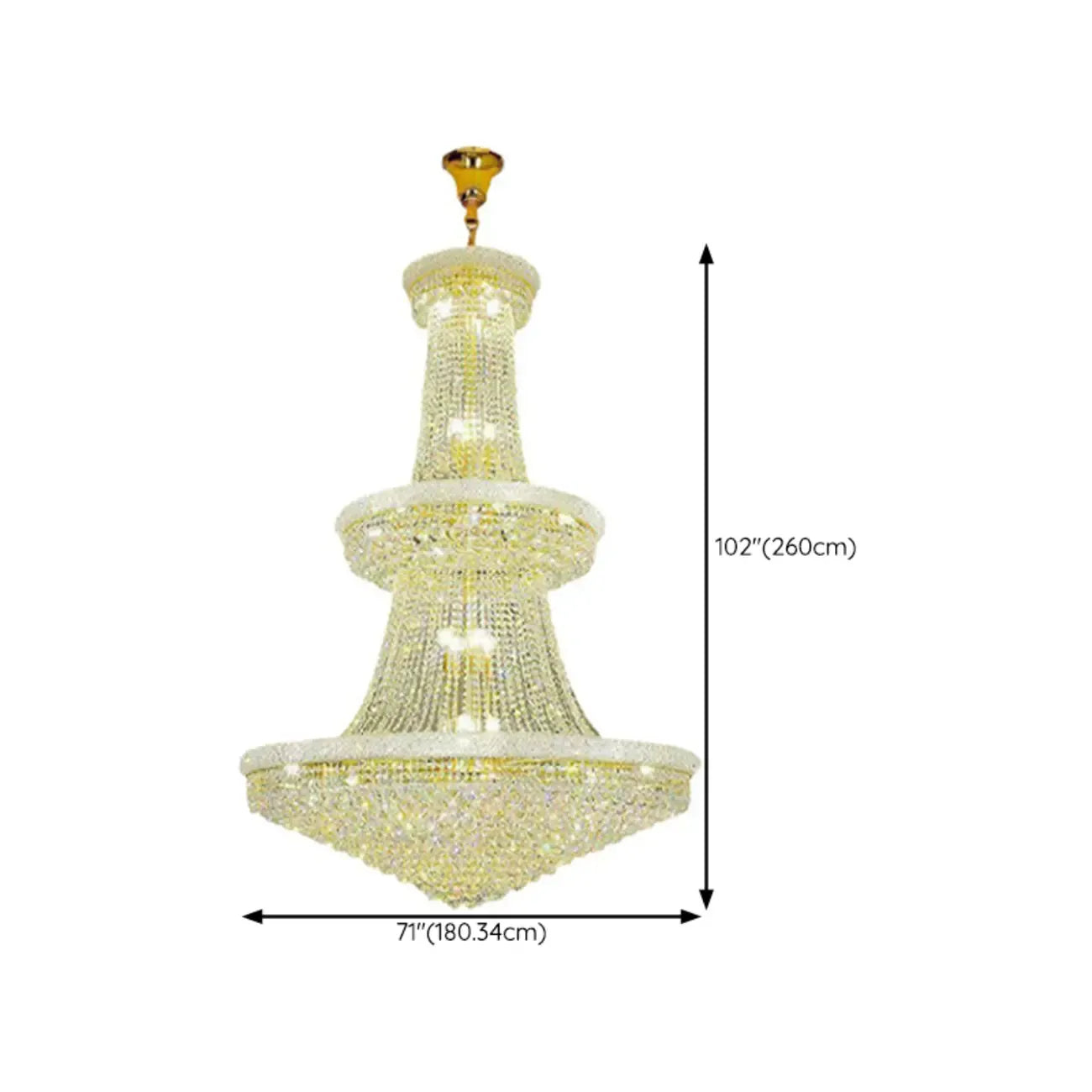 Lampadario regolabile Grand Gold con cristalli trasparenti
