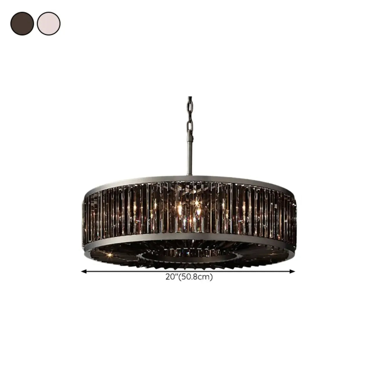 Lustre tambour en cristal et métal noir moderne