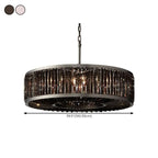 Lustre tambour en cristal et métal noir moderne