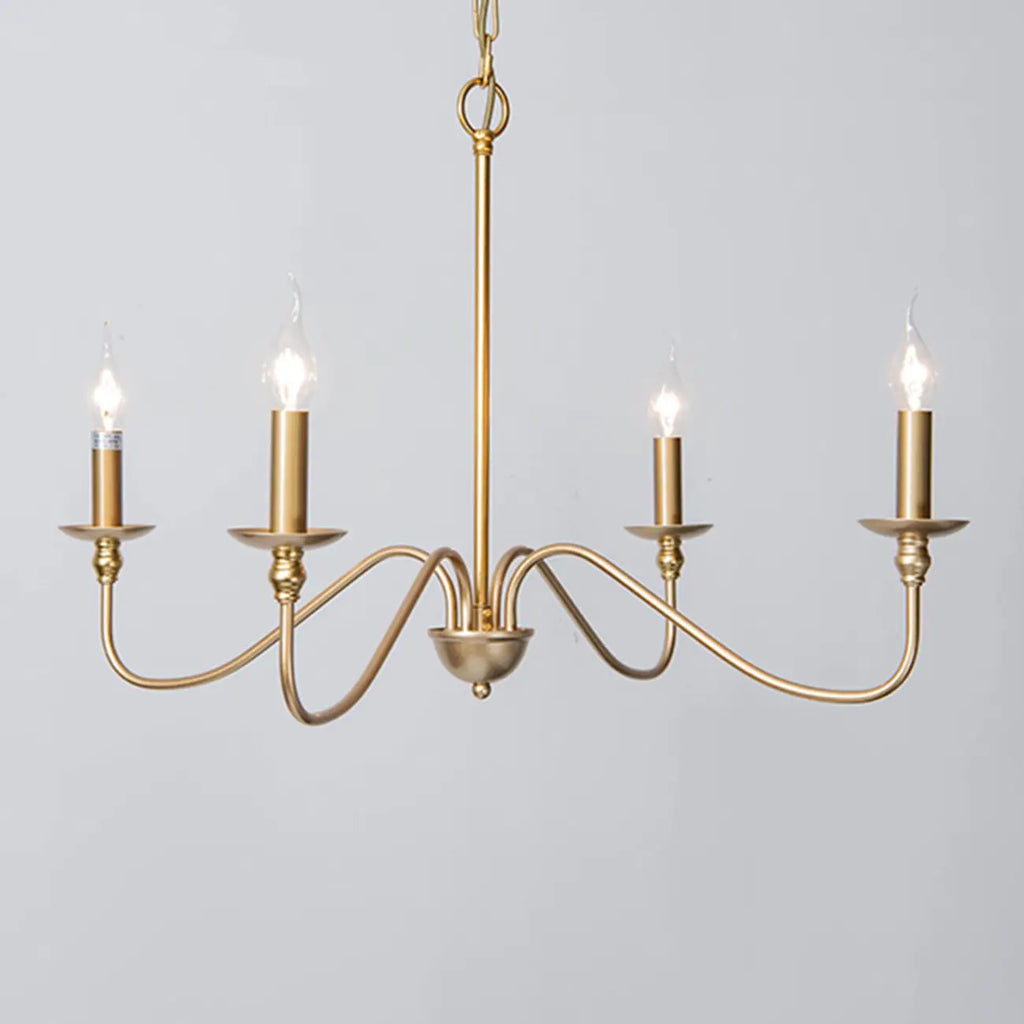 Lampadario classico a candelabro dorato regolabile in altezza