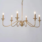 Lampadario classico a candelabro dorato regolabile in altezza