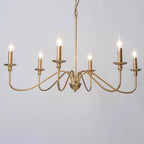 Lampadario classico a candelabro dorato regolabile in altezza