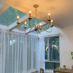 Lampadario classico a candelabro dorato regolabile in altezza