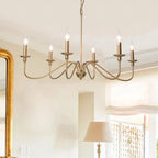 Lampadario classico a candelabro dorato regolabile in altezza