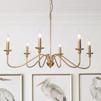 Lampadario classico a candelabro dorato regolabile in altezza