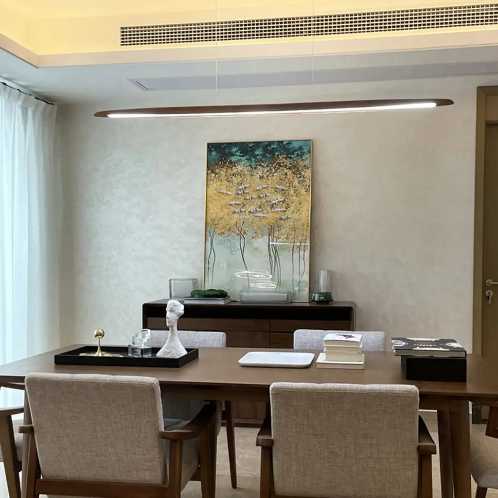 Suspension moderne à LED dimmable et réglable en bois pour îlot central