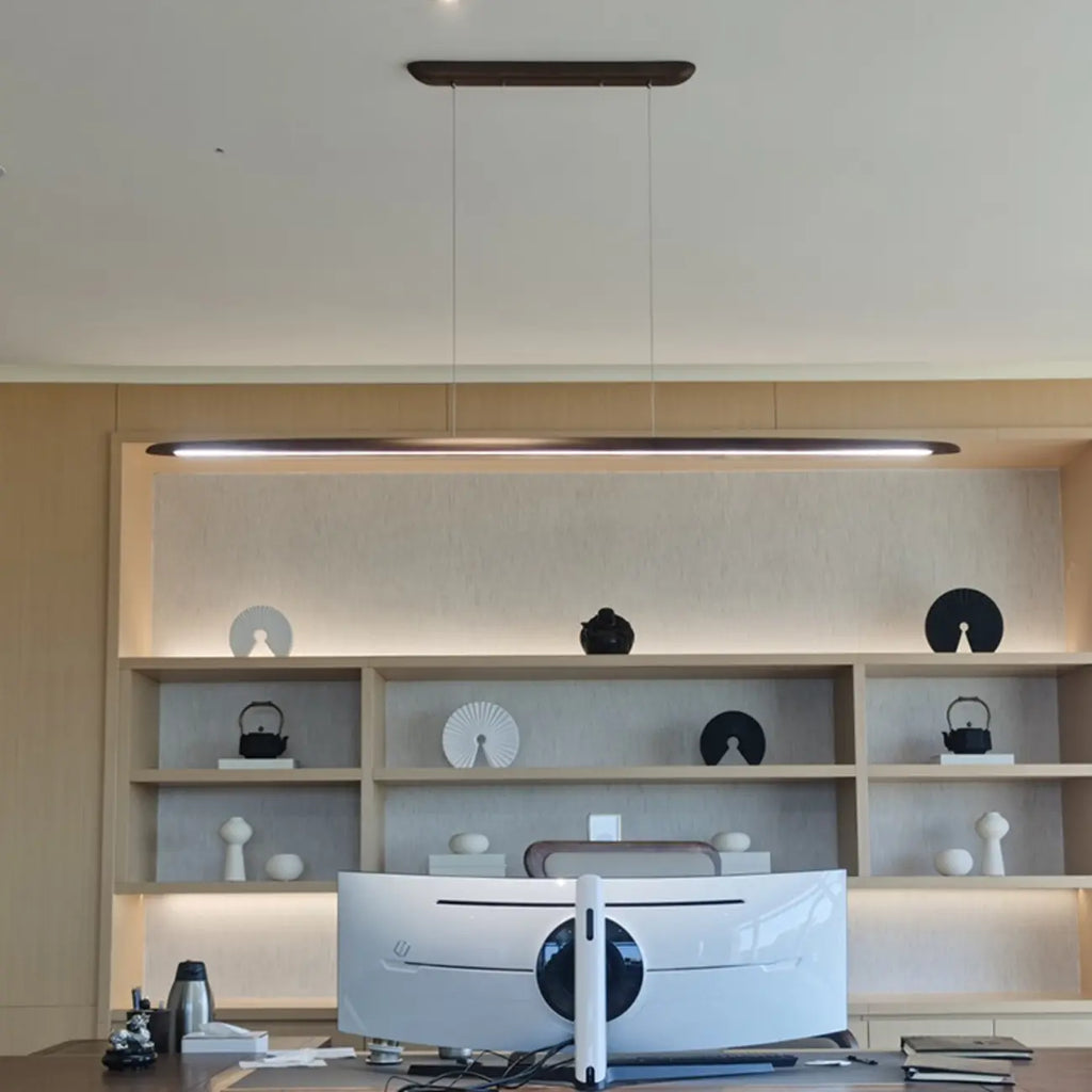 Suspension moderne à LED dimmable et réglable en bois pour îlot central