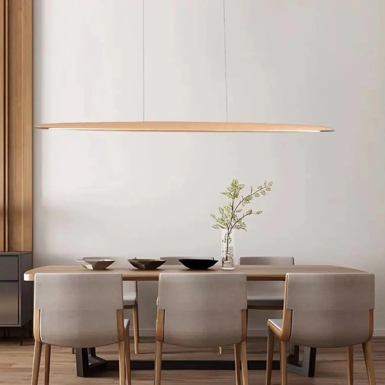 Suspension moderne à LED dimmable et réglable en bois pour îlot central