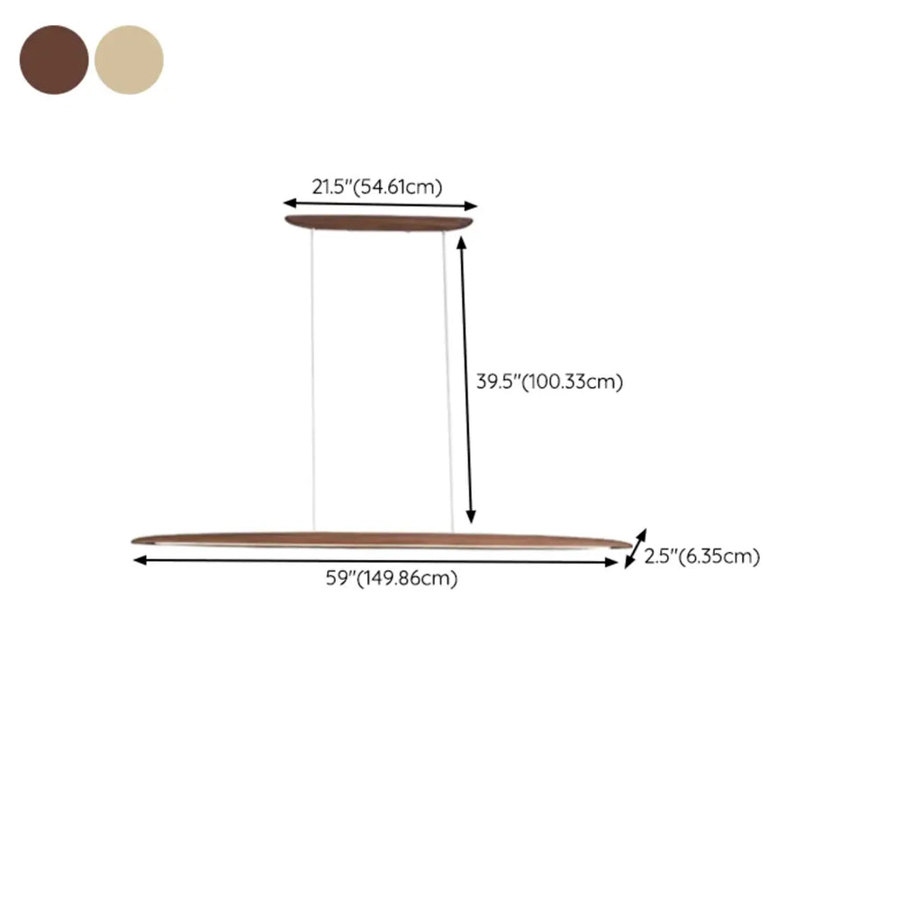 Suspension moderne à LED dimmable et réglable en bois pour îlot central