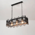 Luminaire industriel rectangulaire noir à 4 lumières pour îlot de cuisine