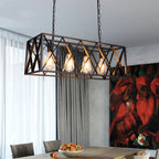 Luminaire industriel rectangulaire noir à 4 lumières pour îlot de cuisine