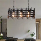 Luminaire industriel rectangulaire noir à 4 lumières pour îlot de cuisine