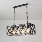 Luminaire industriel rectangulaire noir à 4 lumières pour îlot de cuisine