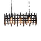 Luminaire industriel rectangulaire noir à 4 lumières pour îlot de cuisine
