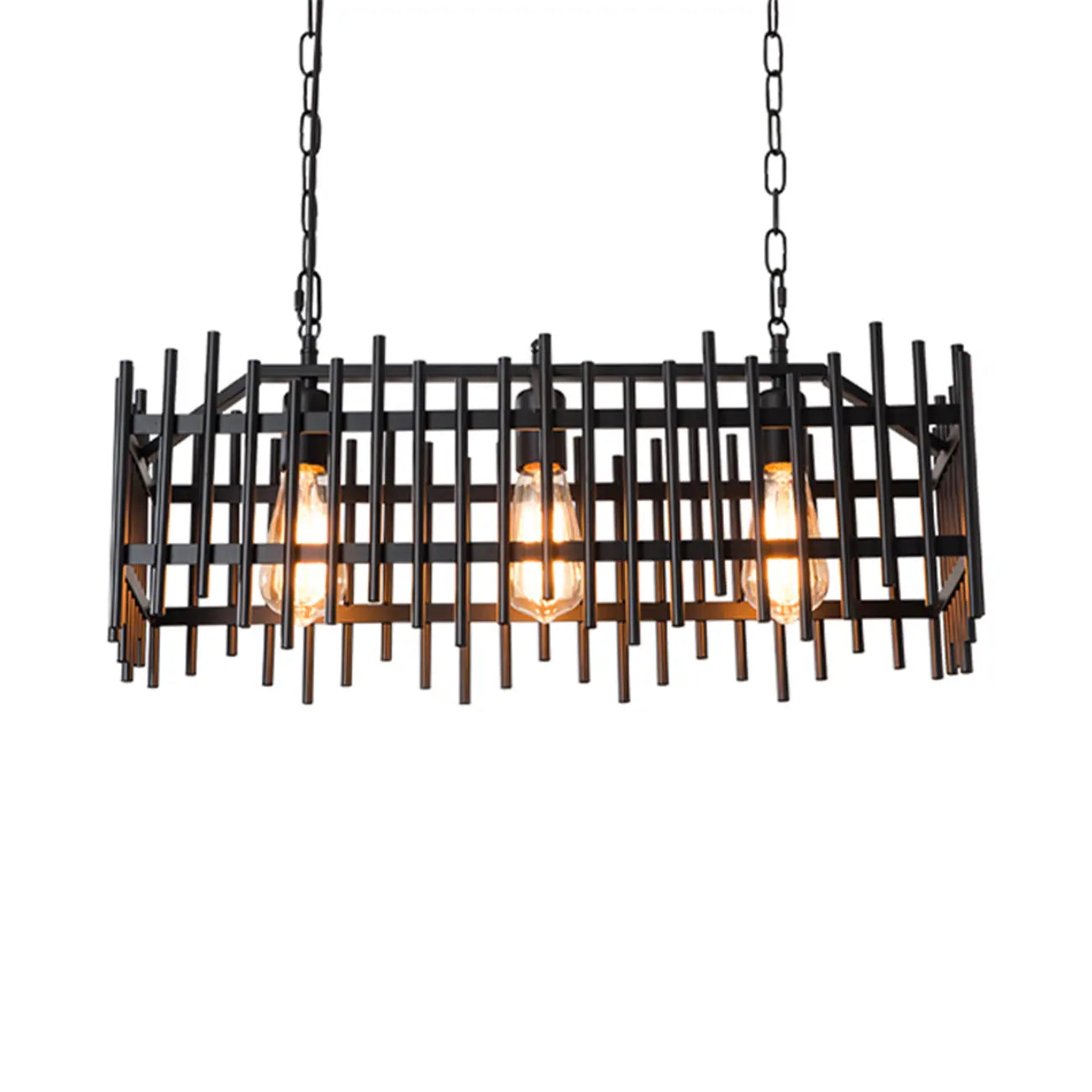 Luminaire industriel rectangulaire noir à 4 lumières pour îlot de cuisine