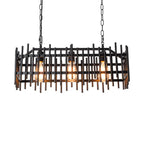 Luminaire industriel rectangulaire noir à 4 lumières pour îlot de cuisine