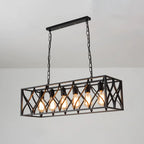 Luminaire industriel rectangulaire noir à 4 lumières pour îlot de cuisine