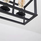 Luminaire industriel rectangulaire noir à 4 lumières pour îlot de cuisine