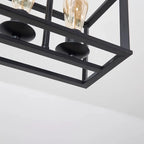 Luminaire industriel rectangulaire noir à 4 lumières pour îlot de cuisine
