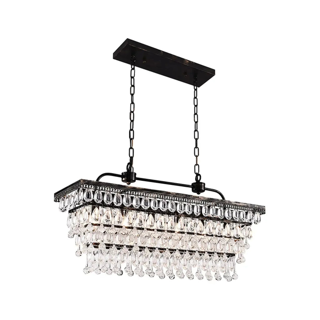 Suspension contemporaine en cristal noir mat pour îlot