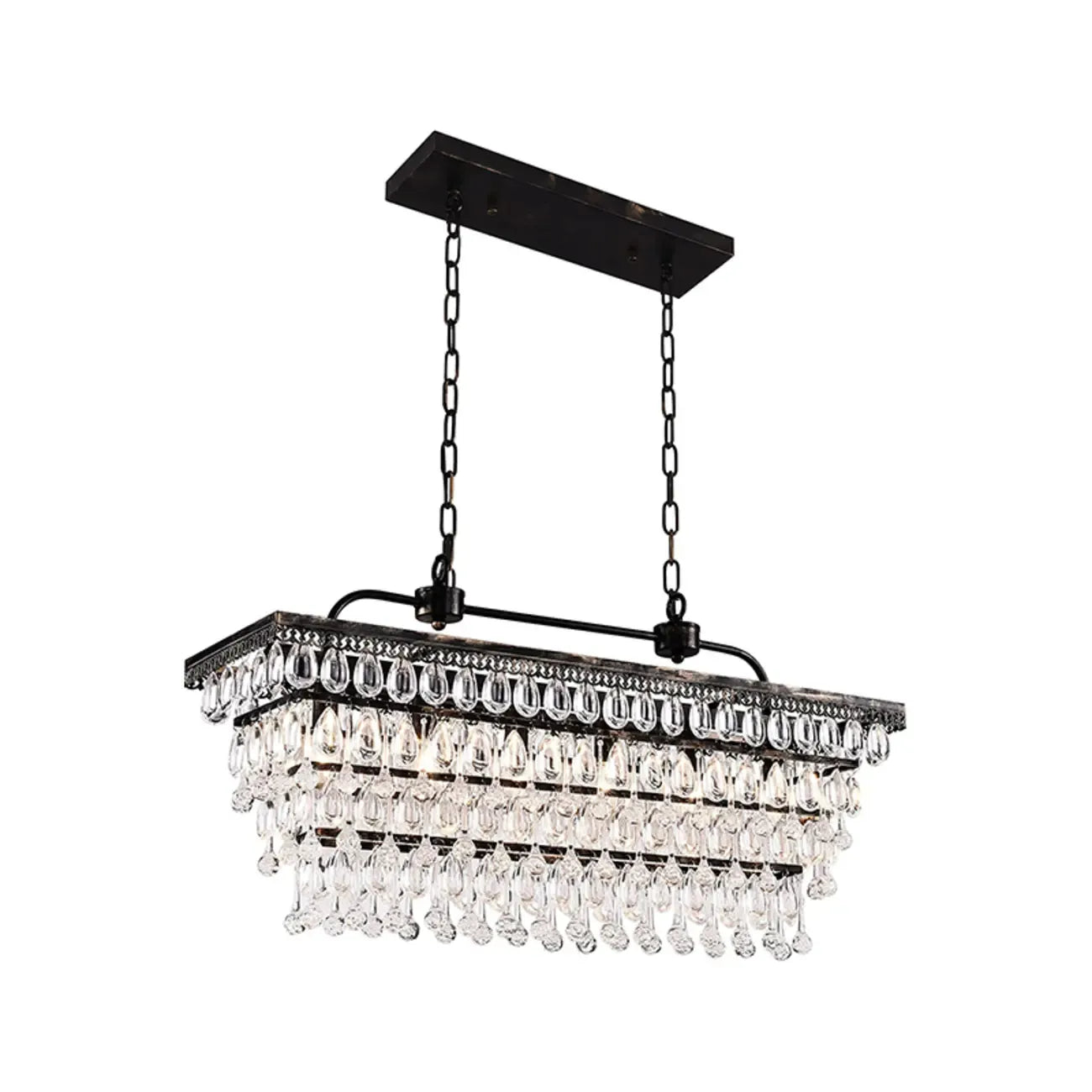Suspension contemporaine en cristal noir mat pour îlot