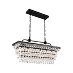 Suspension contemporaine en cristal noir mat pour îlot