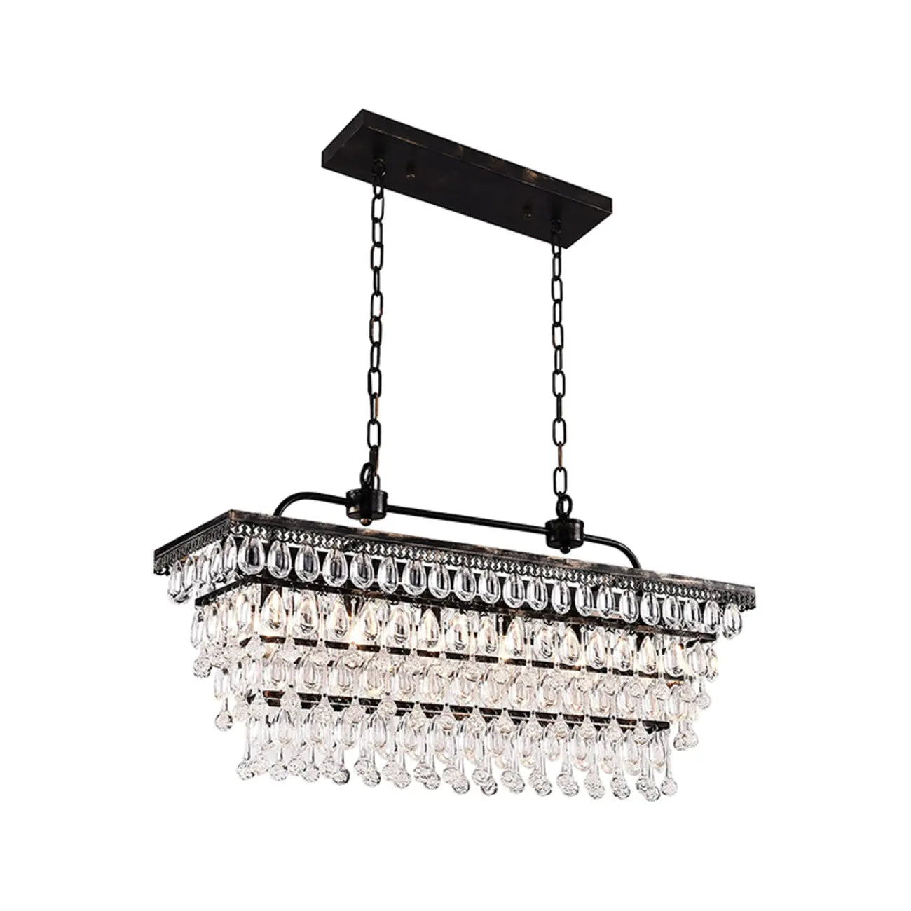 Suspension contemporaine en cristal noir mat pour îlot