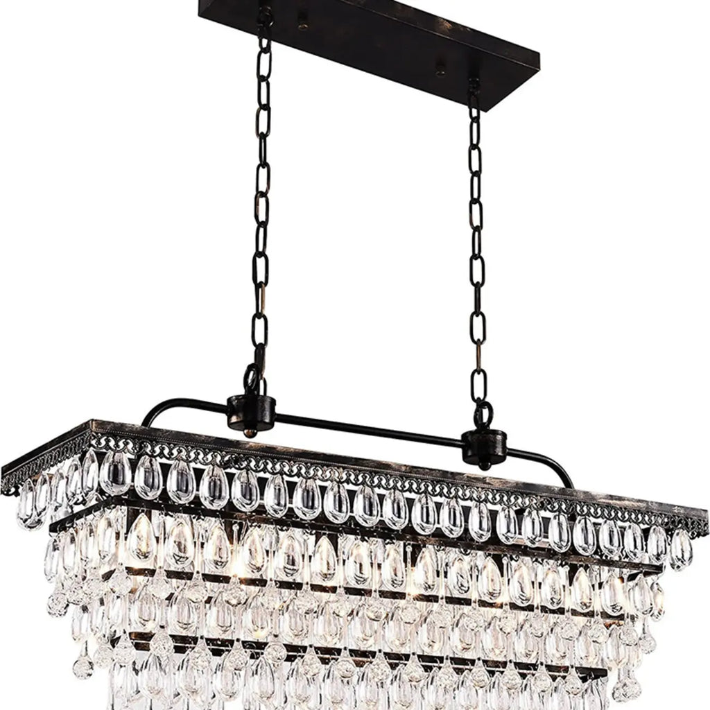 Suspension contemporaine en cristal noir mat pour îlot