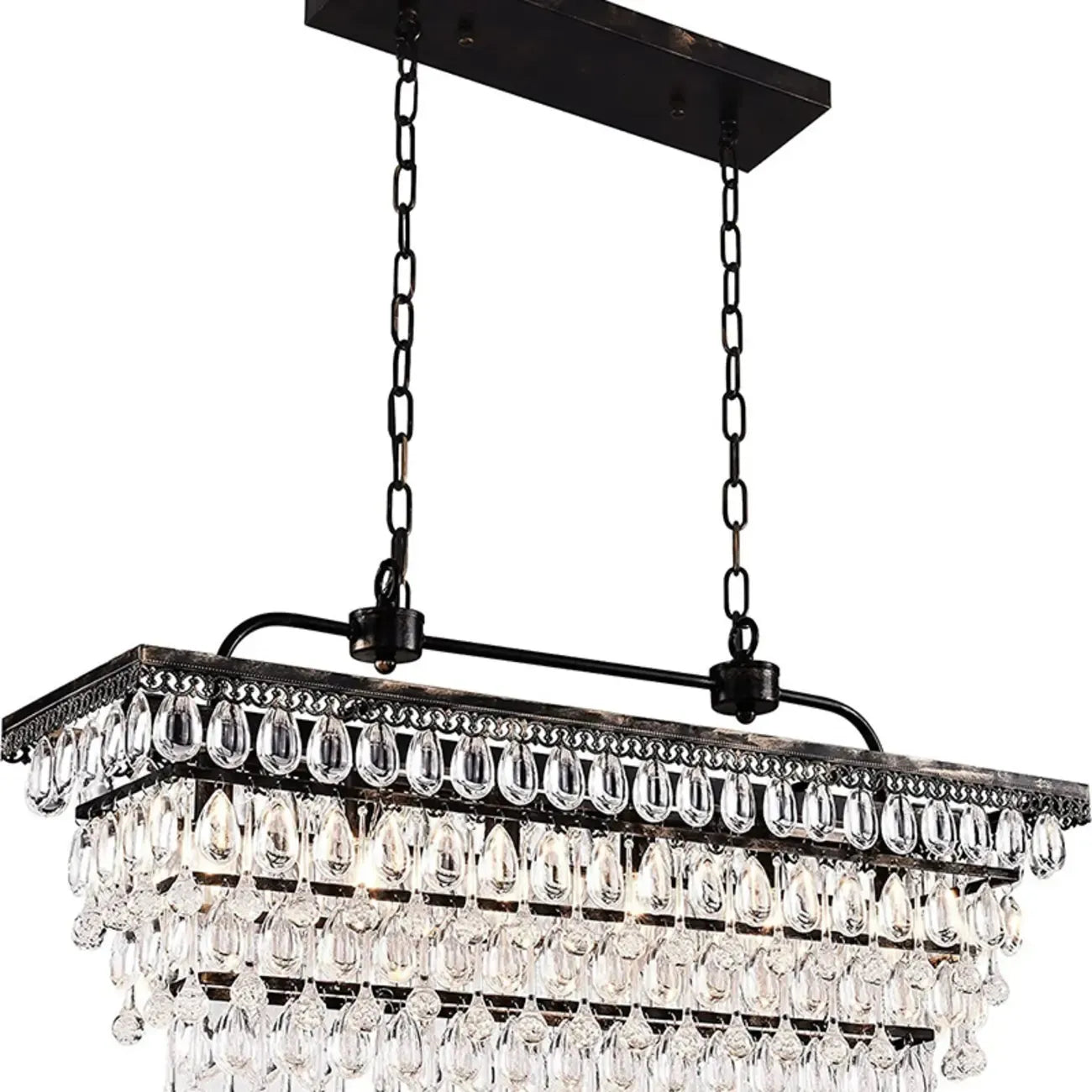 Suspension contemporaine en cristal noir mat pour îlot