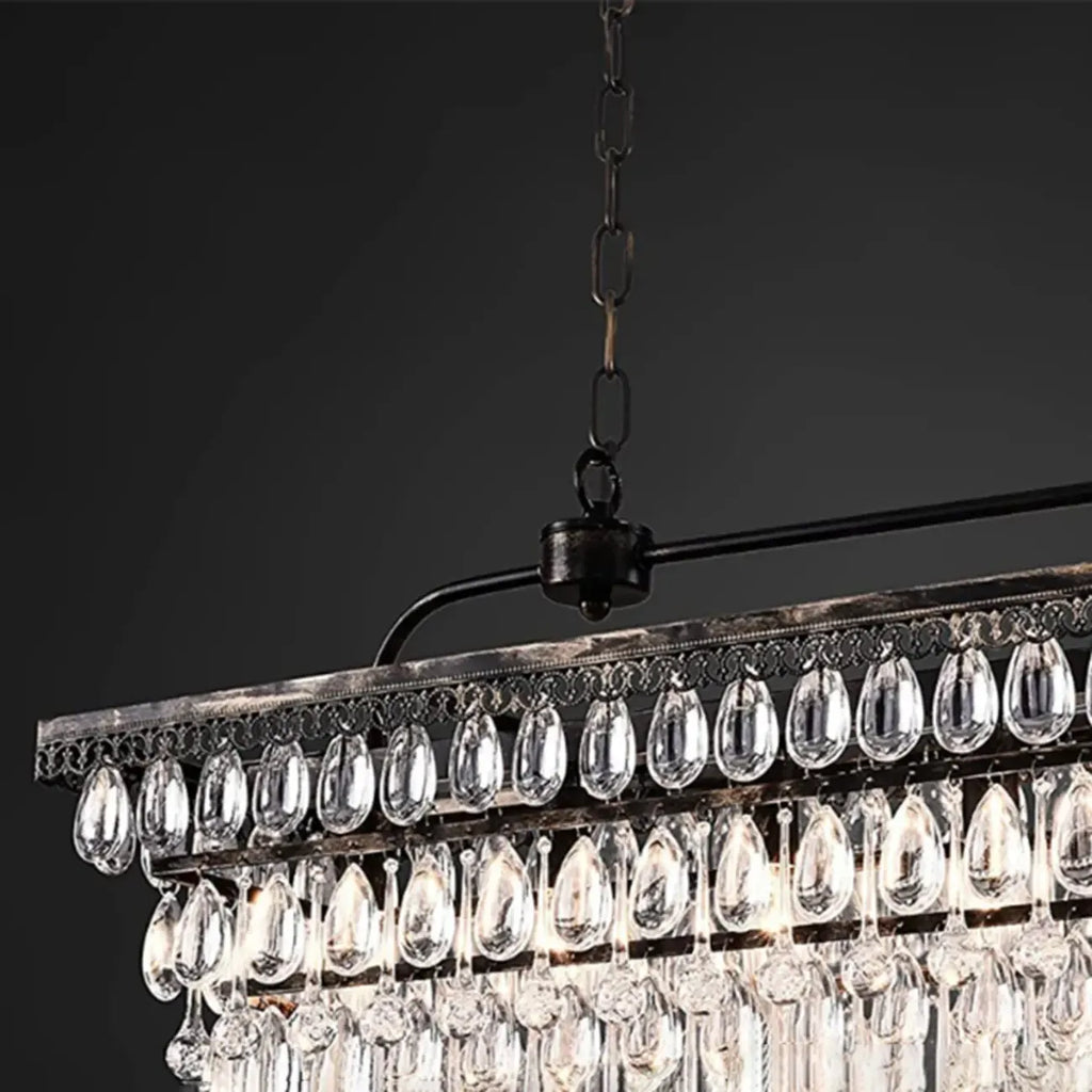 Suspension contemporaine en cristal noir mat pour îlot