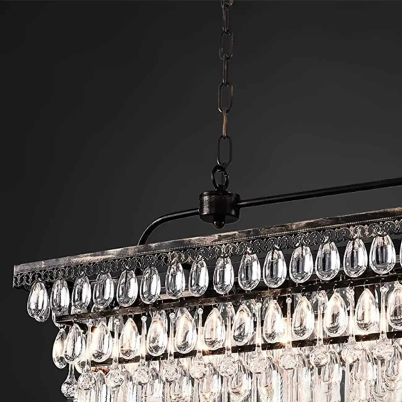 Suspension contemporaine en cristal noir mat pour îlot