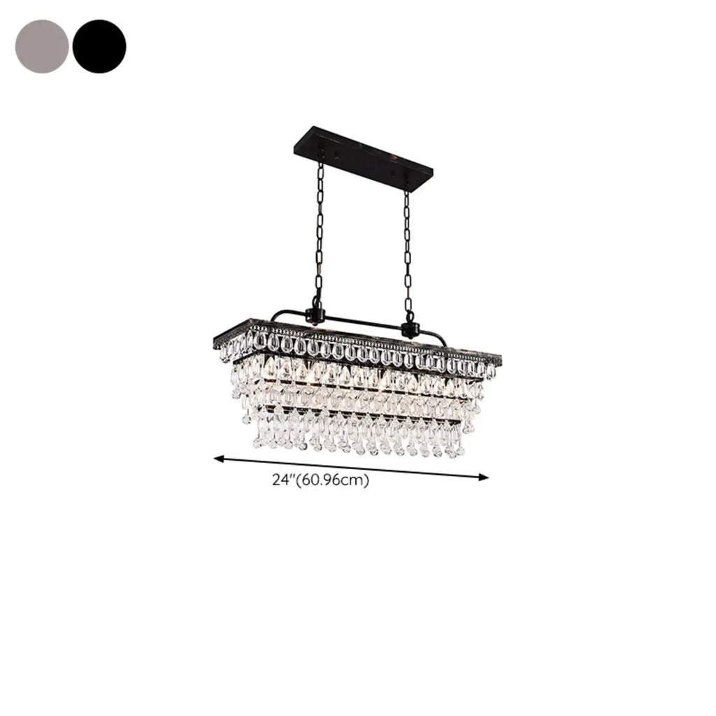 Suspension contemporaine en cristal noir mat pour îlot