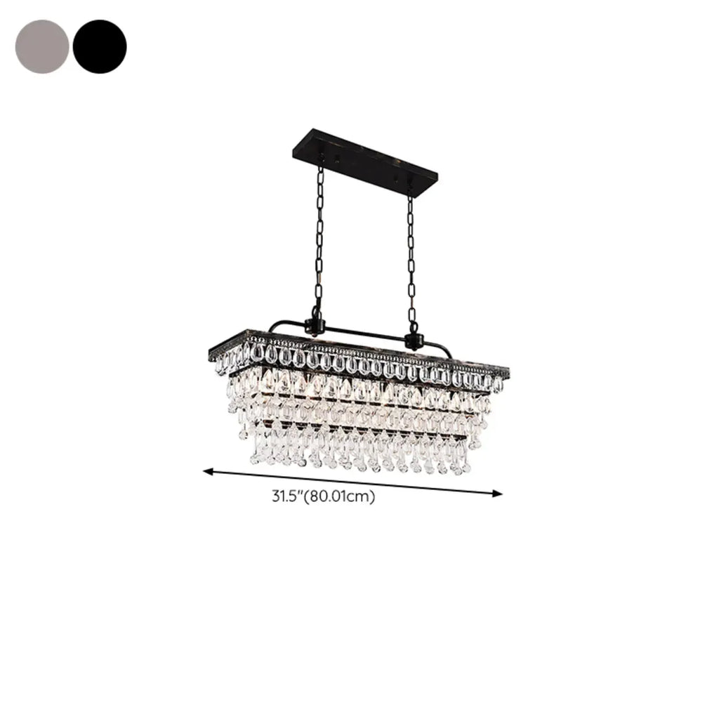 Suspension contemporaine en cristal noir mat pour îlot