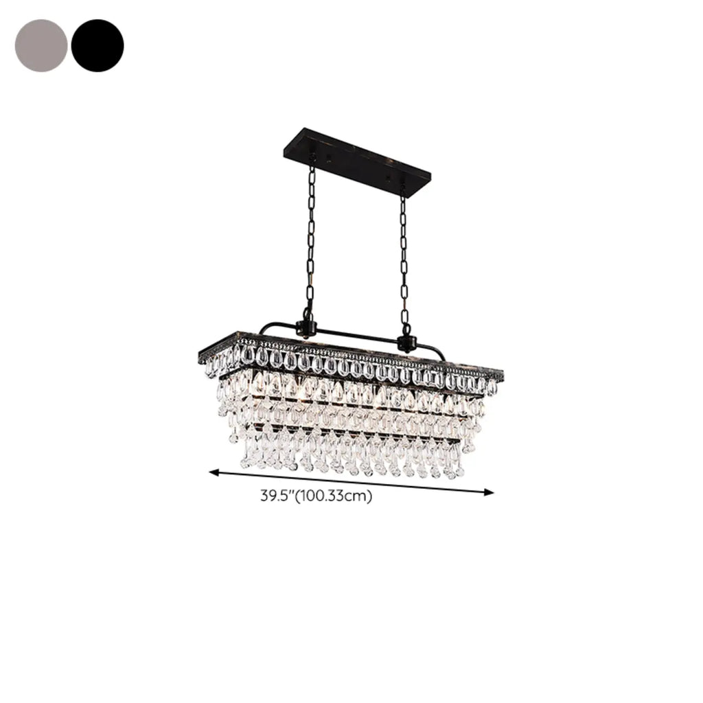 Suspension contemporaine en cristal noir mat pour îlot