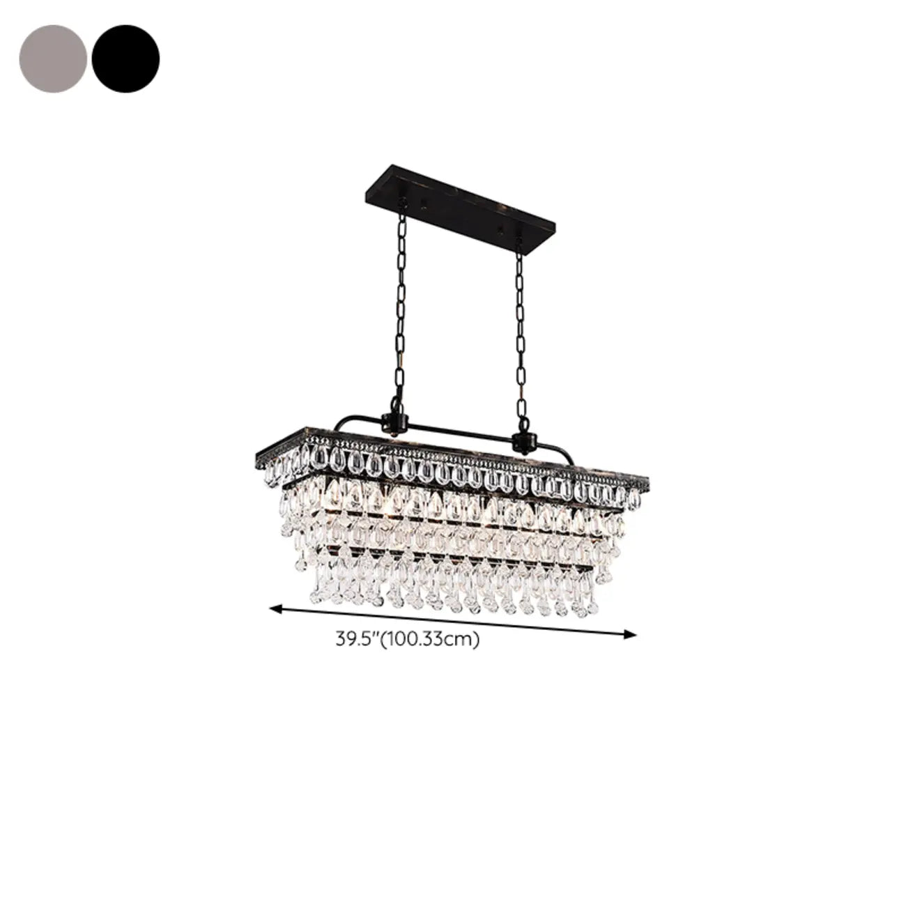Suspension contemporaine en cristal noir mat pour îlot