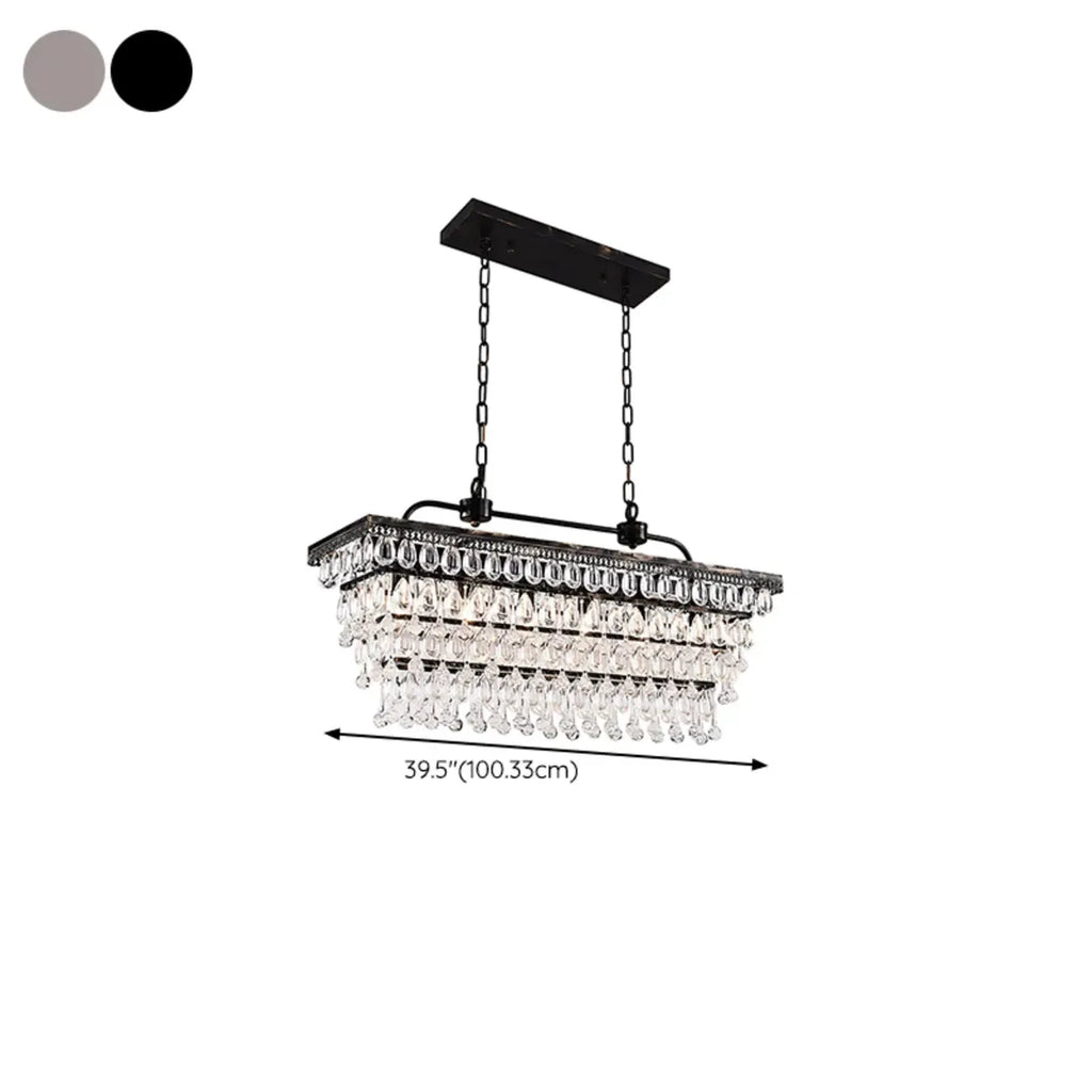 Suspension contemporaine en cristal noir mat pour îlot