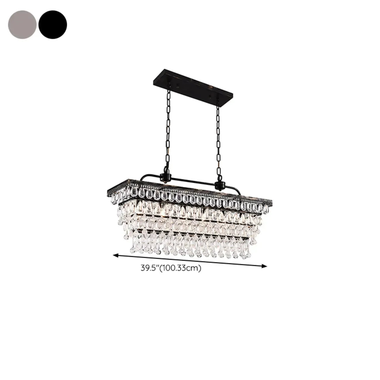 Suspension contemporaine en cristal noir mat pour îlot