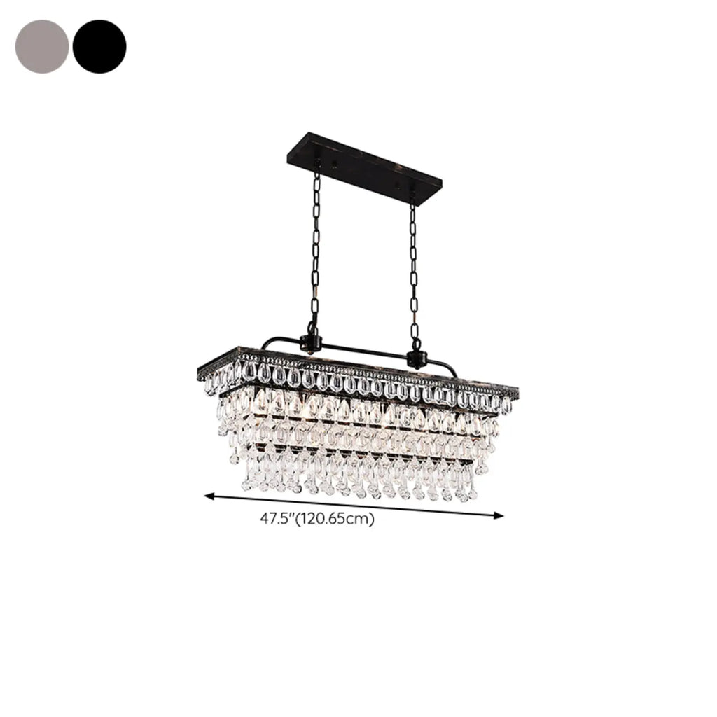 Suspension contemporaine en cristal noir mat pour îlot