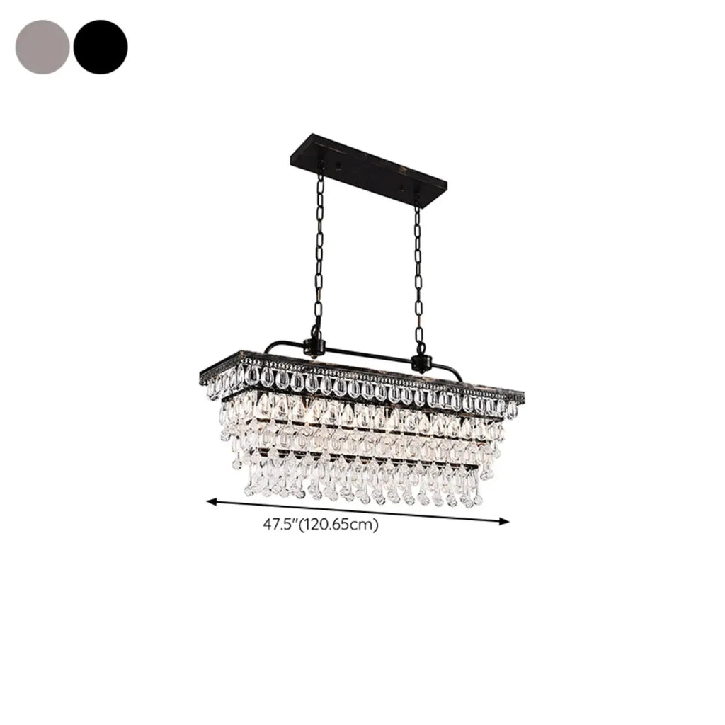 Suspension contemporaine en cristal noir mat pour îlot