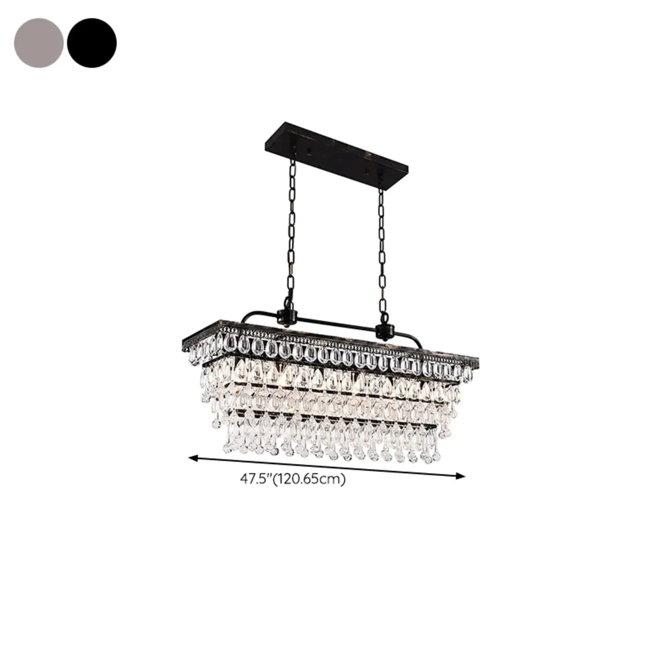 Suspension contemporaine en cristal noir mat pour îlot