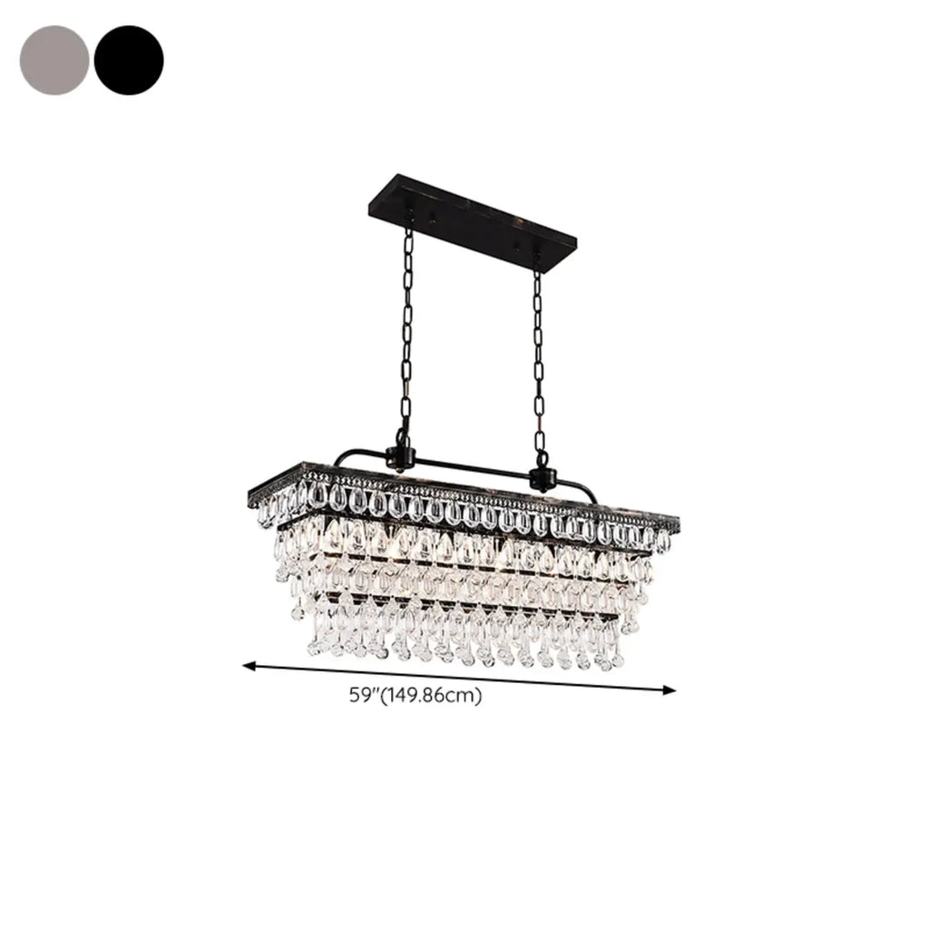 Suspension contemporaine en cristal noir mat pour îlot