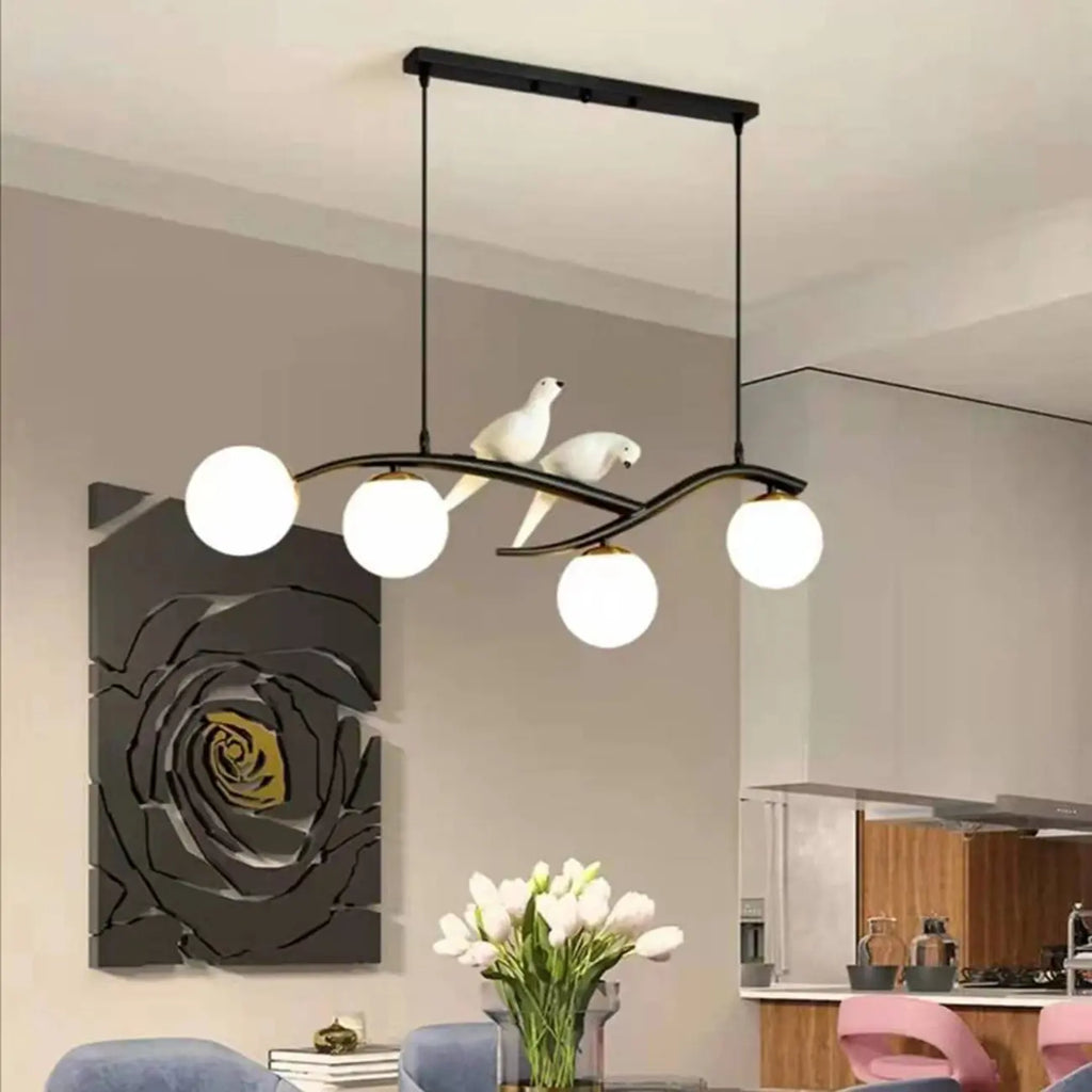 Lampadario a sospensione a 4 luci con globo in vetro per cucina