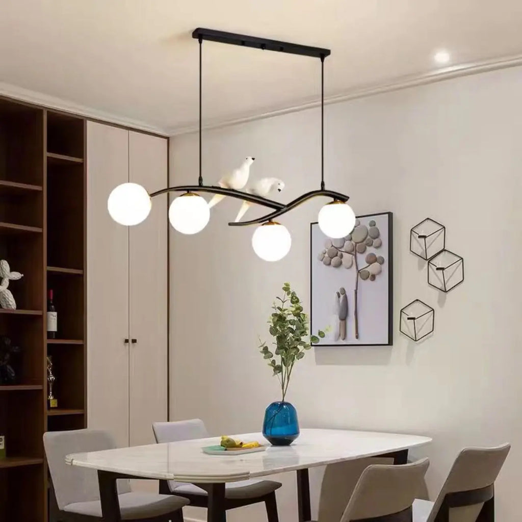 Lampadario a sospensione a 4 luci con globo in vetro per cucina