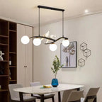 Lampadario a sospensione a 4 luci con globo in vetro per cucina