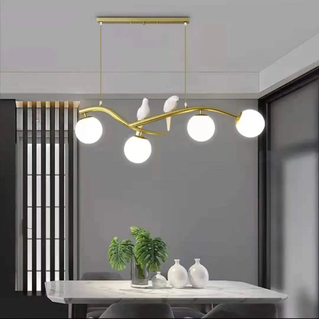 Lampadario a sospensione a 4 luci con globo in vetro per cucina