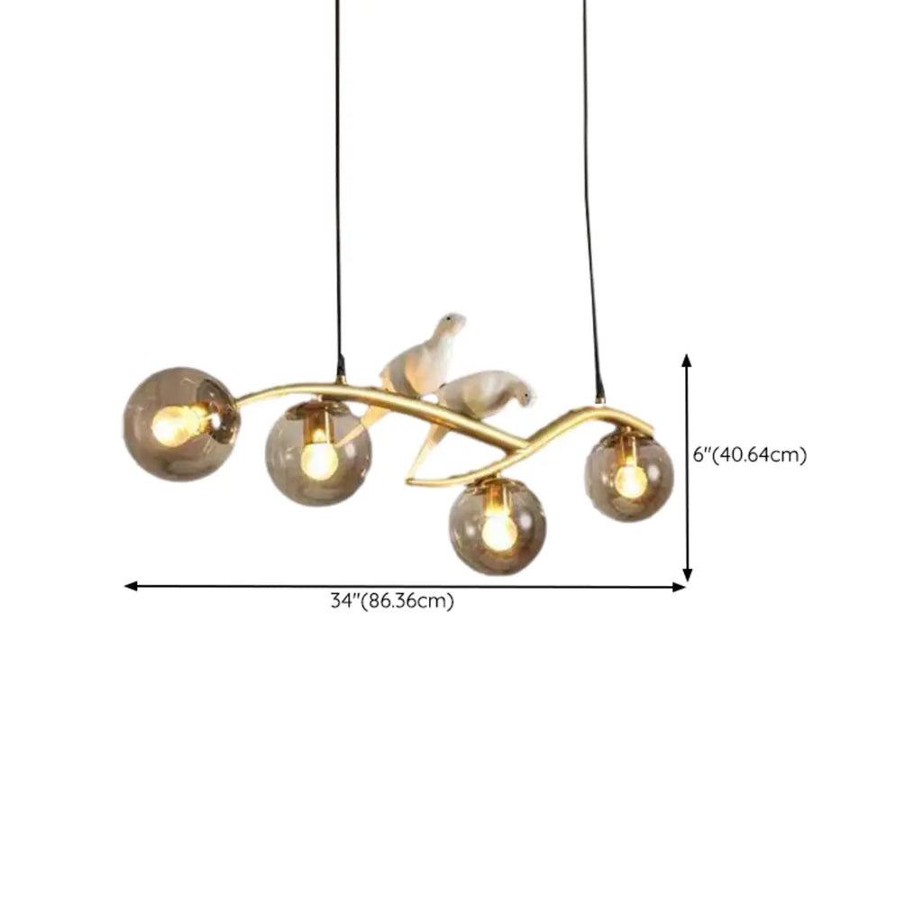 Lampadario a sospensione a 4 luci con globo in vetro per cucina
