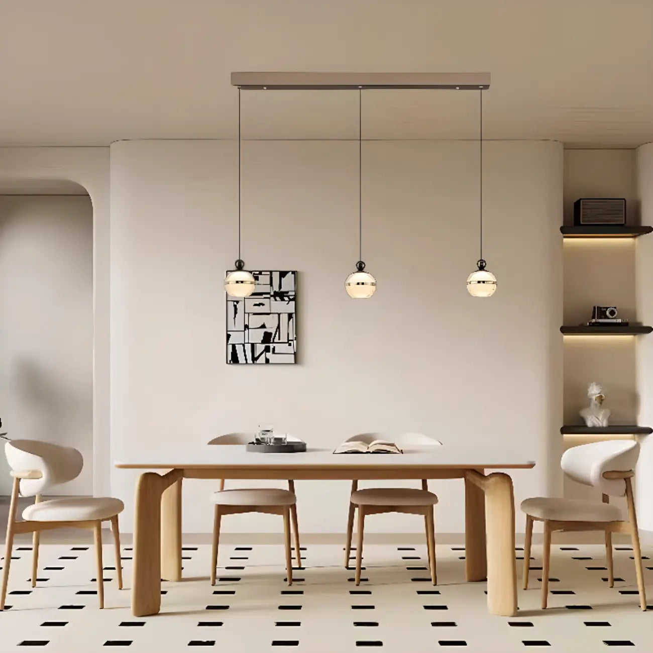 Applique murale moderne en verre doré à 3 lumières réglables pour îlot central