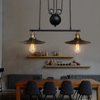 Suspension industrielle conique noire réglable pour îlot de cuisine