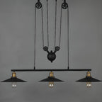 Suspension industrielle conique noire réglable pour îlot de cuisine